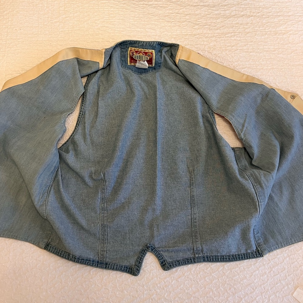 Vintage USA Jean & Leather Vest – Size XL | Statue of Liberty & Stars Design - Picture 5 of 9